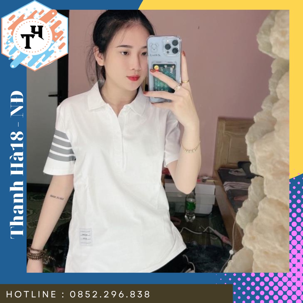 Áo Polo 4 Sọc tay áo đơn giản cực đẹp dành cho nam nữ