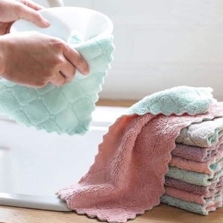 Combo 5 khăn lau 2 mặt siêu thấm 27x16cm - khăn lau bếp, lau bàn,....
