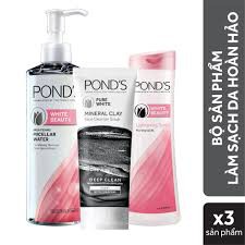 Bộ sản phẩm làm sạch da hoàn hảo Pond's (Sữa rửa mặt đất sét khoáng sạch sâu & detox 90g + nước tẩy trang White Beauty)