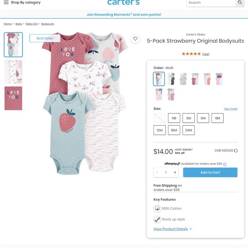Bodysuit Carter's chính hãng-nhập Mỹ | BigBuy360 - bigbuy360.vn
