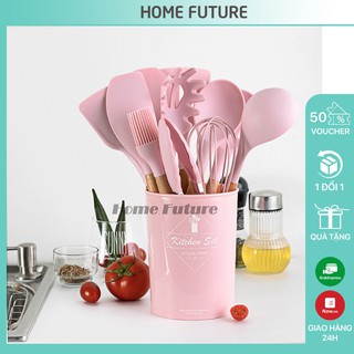 Dụng cụ nhà bếp silicon set 11 món đa năng cách nhiệt, chống dính cao cấp