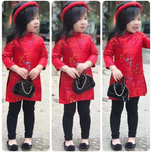 Set áo dài gấm 3 chi tiết