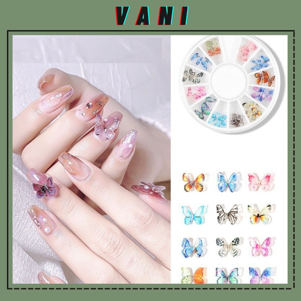 Kit Tròn 24 Mẫu Bướm Trang Trí Móng Tay Làm Nail Cực Xinh - Vani Store