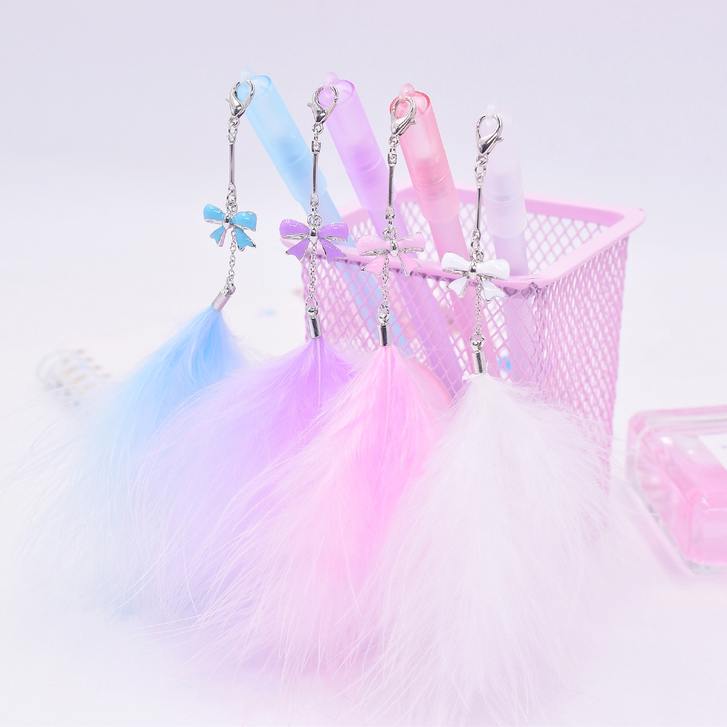 🌟🌟Bút Mực Gel Hình Dreamcatcher Phối Lông Vũ Màu Đen Xinh Xắn