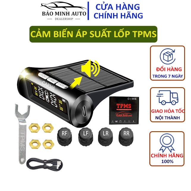 Cảm Biến Áp Suất Lốp TPMS - Cảm Biến Áp Suất Lốp Ô Tô - Pin Sạc Năng Lượng Mặt Trời - Tuổi Thọ Pin 5 Năm