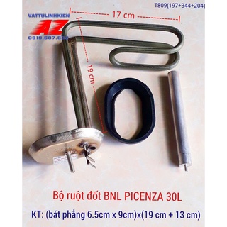 Bộ linh kiện ruột đốt Bình nóng lạnh PICENZA 30L bát 6,5cm x 19cm+17cm + Zoăng + Thanh magie 3mm