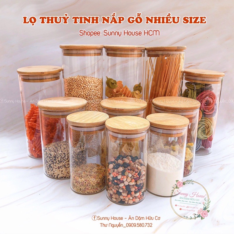 Lọ thuỷ tinh nắp gỗ nhiều size