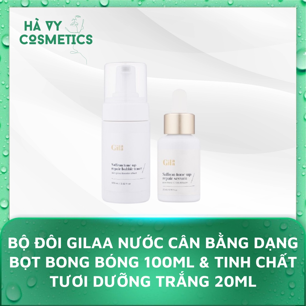 Bộ đôi Gilaa Nước cân bằng dạng bọt bong bóng 100ml &amp; Tinh chất tươi dưỡng trắng 20ml