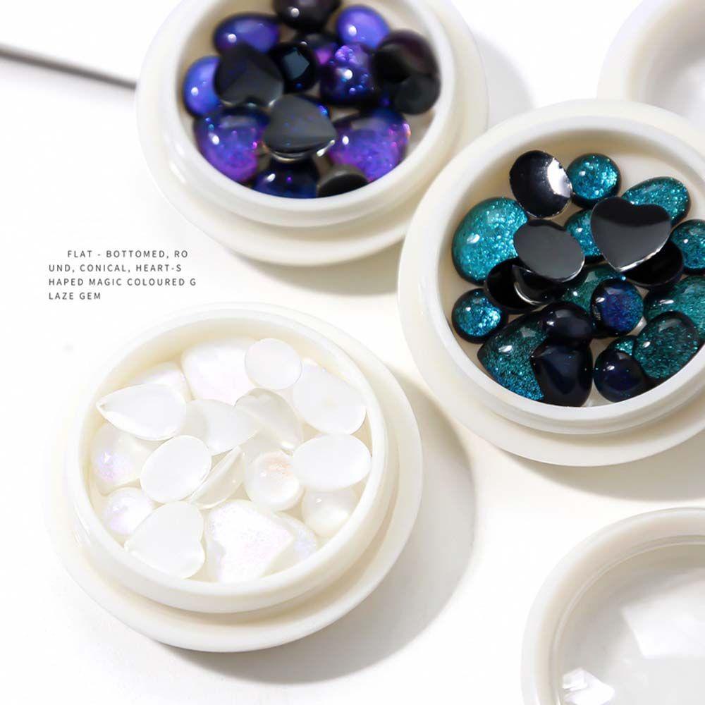 Bộ Phụ Kiện Trang Trí Móng Nghệ Thuật Hình Tròn / Trái Tim Trong Mờ 3D DIY