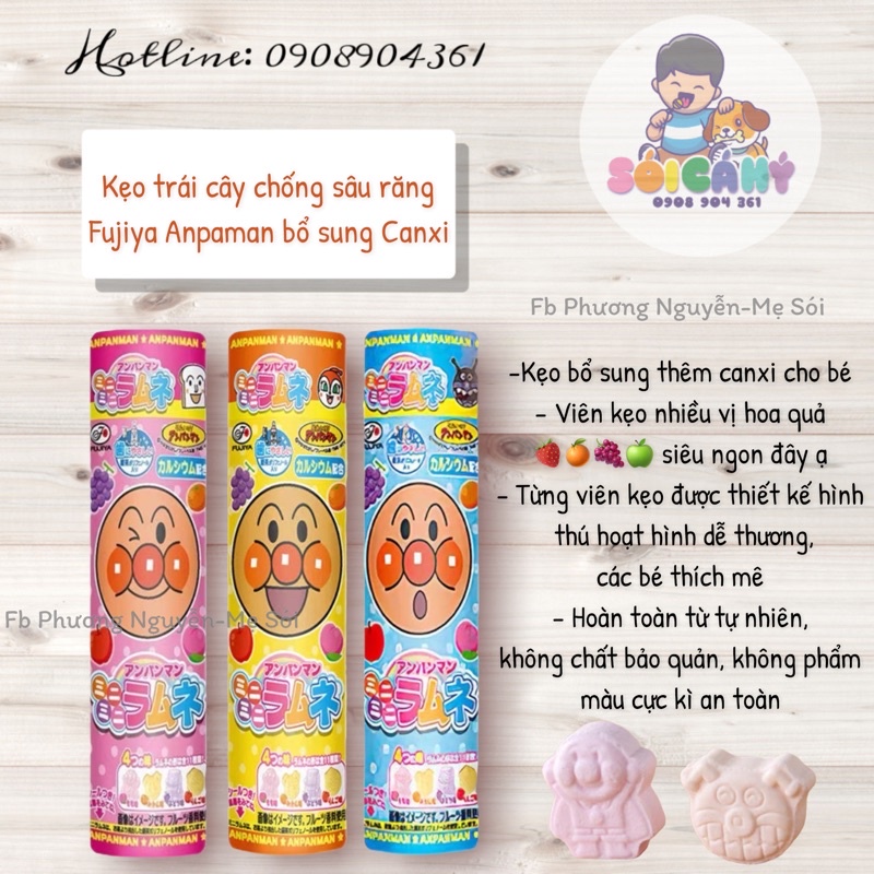 Kẹo trái cây chống sâu răng Fujiya Anpaman bổ sung Canxi cho bé