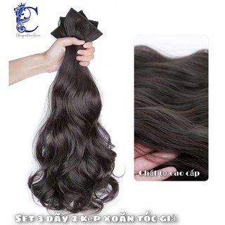 Set 3 dãy 2 kẹp tóc giả xoăn cao cấp làm phồng tóc