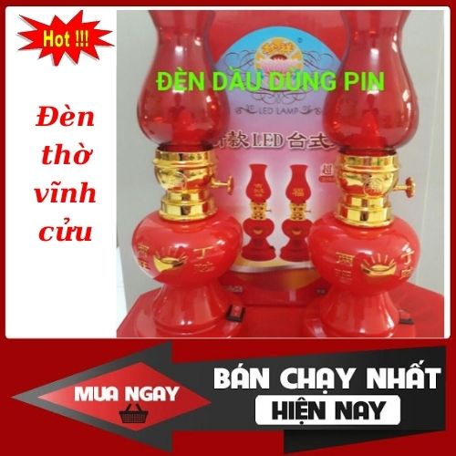 Đèn thờ vĩnh cửu,sử dụng pin, thiết kế cổ kính, hài hoà, cân đối, tăng phần trang nghiêm