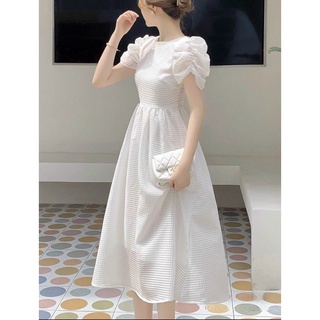 ĐẦM MIDI TRẮNG HỞ LƯNG XỐP TAY PHỒNG NHÍU Đ15 - PHONG CÁCH TIỂU THƯ, NHẸ NHÀNG, THANH LỊCH.