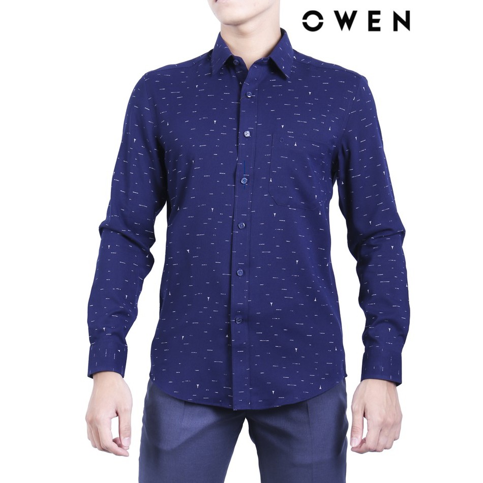 Áo sơ mi dài tay nam Owen Bamboo Slimfit màu xanh - AS91561DT