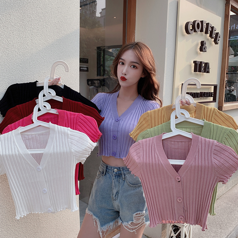 SUXI Áo kiểu ngắn tay phong cách Hàn Quốc thời trang cho nữ