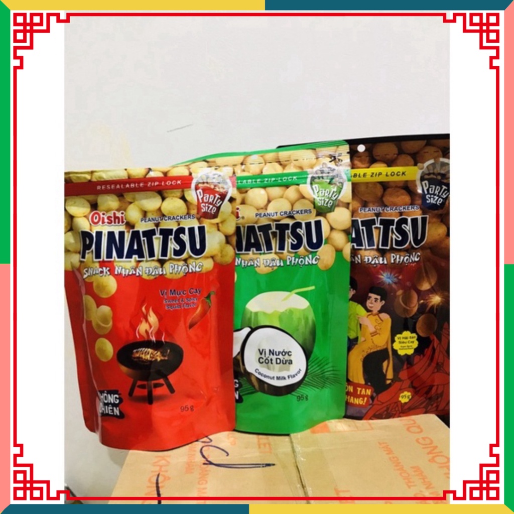 HOT LIKE Snack nhân hạt lạc Pinatsu Oishi 95g túi zip tiện lợi