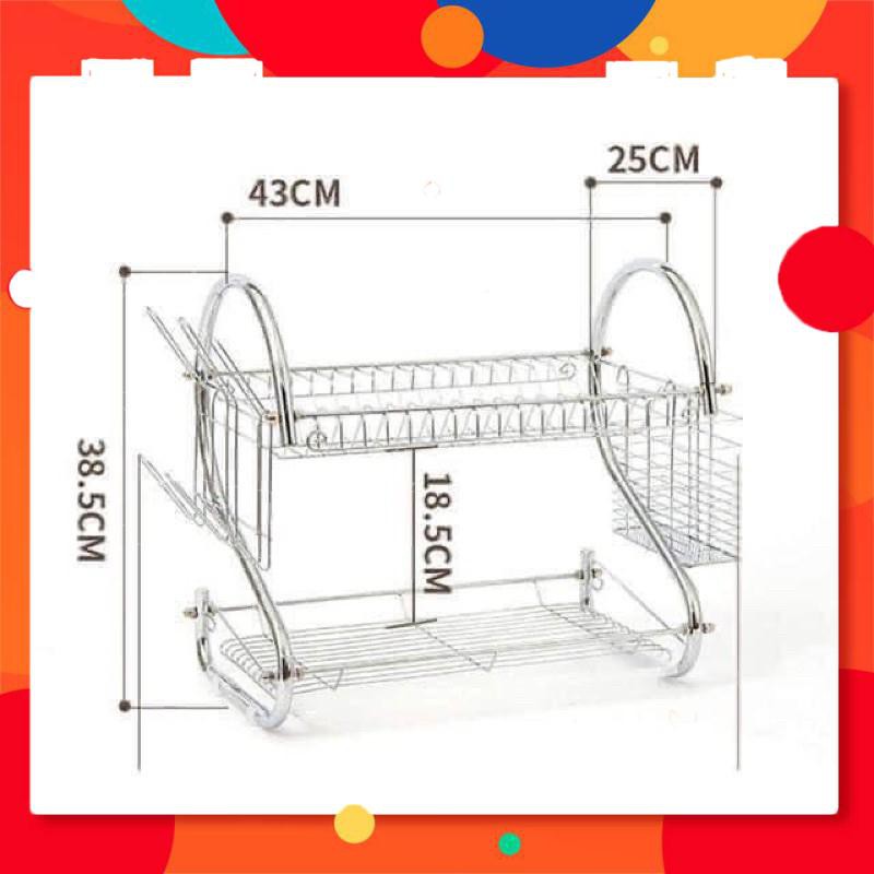 THANH LÝ -  🎊KỆ ÚP CHÉN INOX 2 TẦNG CÓ KHAY HỨNG NƯỚC DÀY DẶN BỀN ĐẸP🎊🎊🤔  - LẺ RẺ NHƯ SỈ. Đồ Gia Dụng BinBon