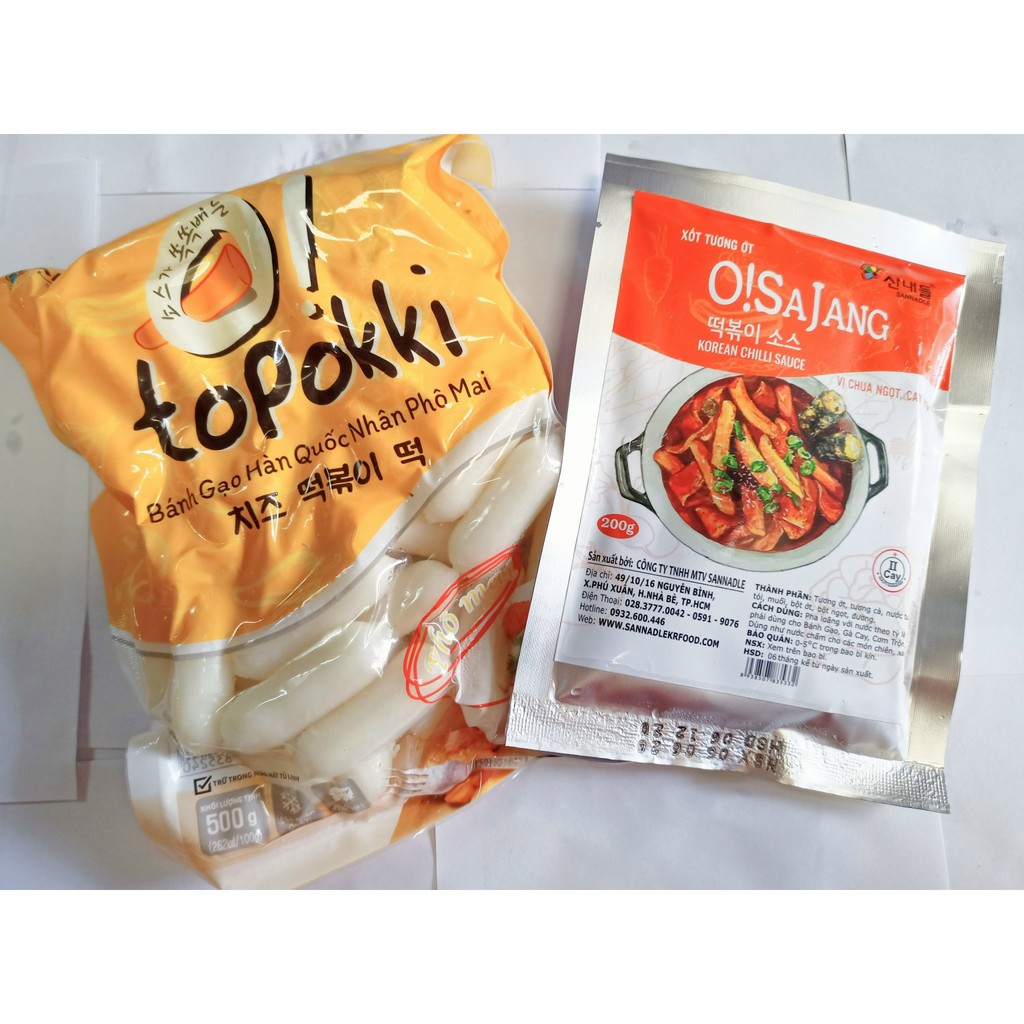 500g bánh gạo nhân phô mai kèm 200g sốt  Hàn Quốc