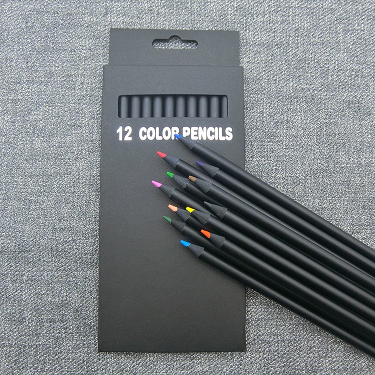 HCM - Hộp 12 bút chì màu cao cấp vỏ gỗ màu đen