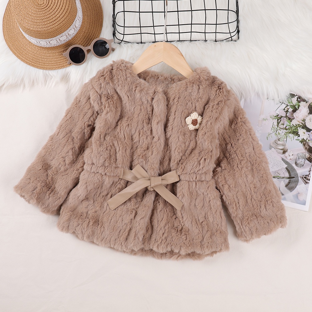 Áo khoác lông cừu BEAR LEADER dày dặn phong cách Hàn Quốc thời trang mùa đông mới cho bé gái 2-6 tuổi