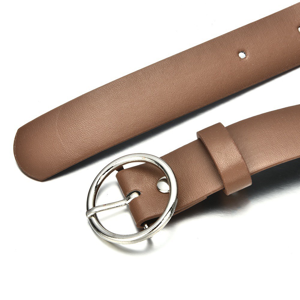 Dây thắt lưng da giả khóa cài tròn kim loại phong cách vintage thời trang dành cho nam và nữ