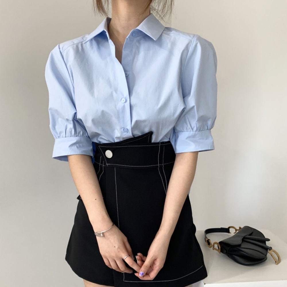 172845 |Bảng Phấn Mắt 2 Màu 2 Màu Thời Trang| Áo Sơ Mi Tay Lỡ Xếp Ly Lưng Ngắn Thời Trang Trẻ Trung