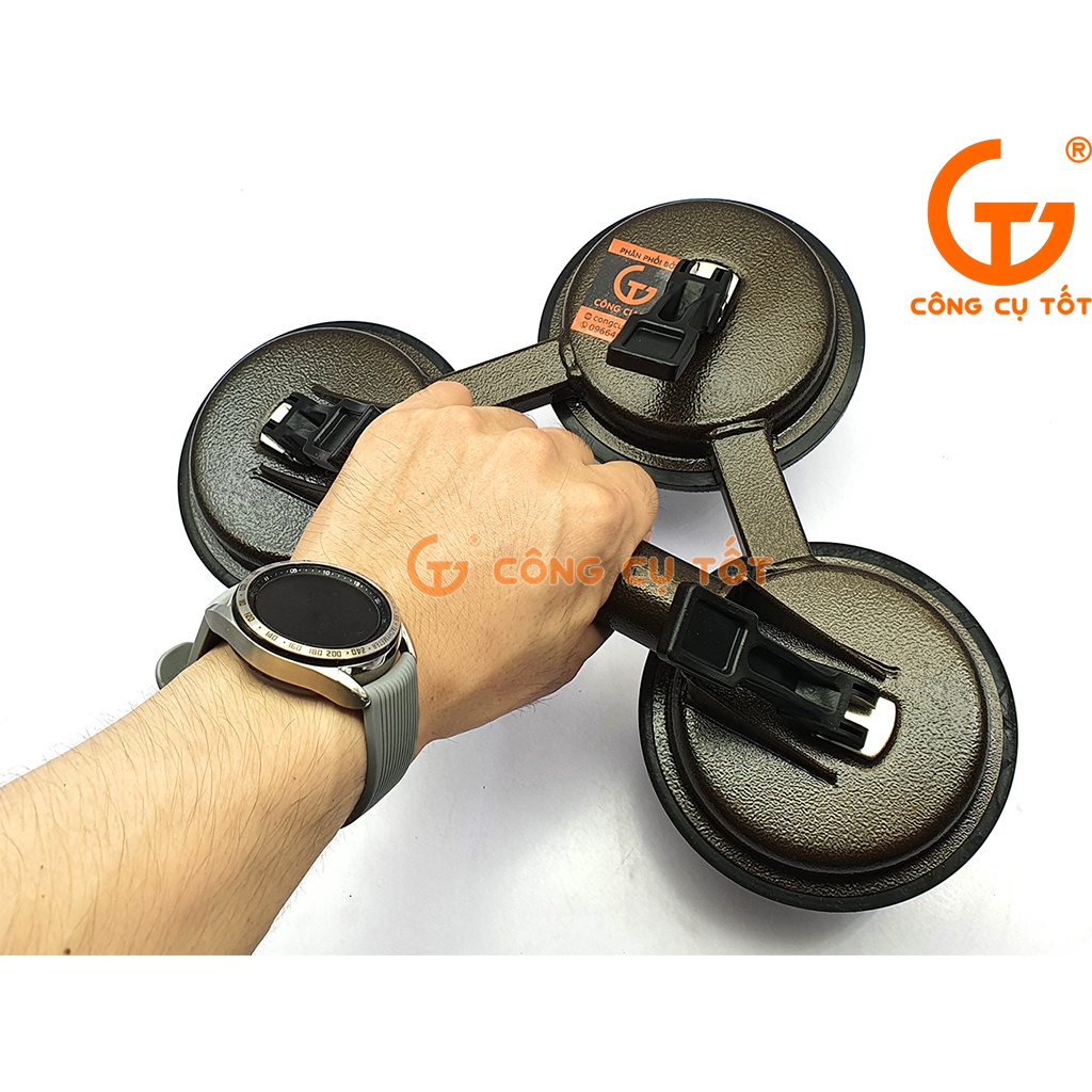 Tay hít kính - hút gach 3 chấu Φ118mm màu xám