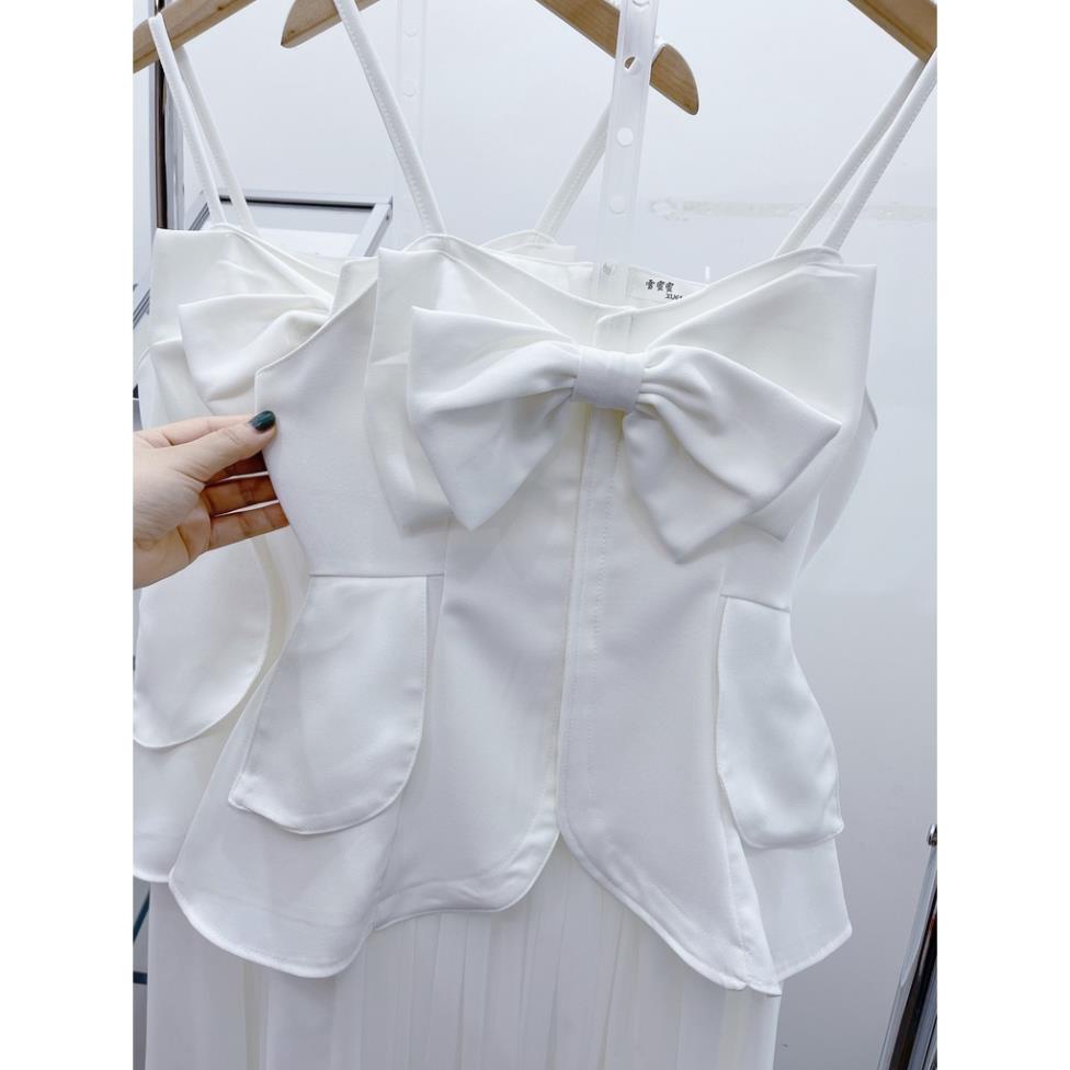 ✔ 𝗙𝗥𝗘𝗘 𝗦𝗛𝗜𝗣  SÉT VÁY PHỐI NƠ TRẮNG THỜI TRANG CÁ TÍNH