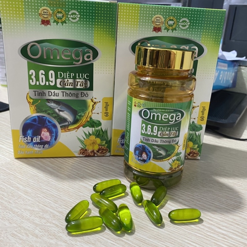 Viên sáng mắt OMEGA 3 6 9 Diệp Lục Cần Tây Tinh dầu thông đỏ Dầu gấc  tinh dầu hoa anh thảo Omega 369 óc chó hộp 60 viên
