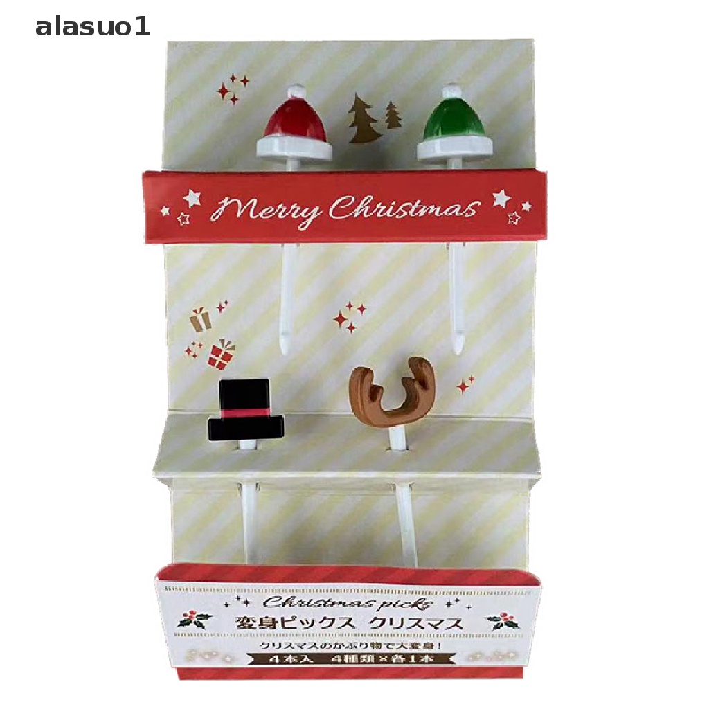 [alasuo1] Nĩa Ăn Trái Cây / Bánh Ngọt Bằng Nhựa Cỡ Nhỏ Hình Hoạt Hình Sáng Tạo Giáng Sinh [V