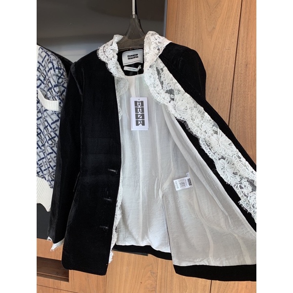 Áo khoác nhung cổ vest vải ren thương hiệu thời trang cao cấp Eenk