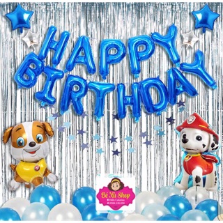 Bóng sinh nhật bé trai tuổi Cún - tặng bơm và keo dán