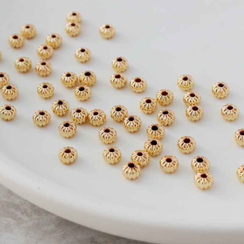 Set 50 Hạt Cườm Xỏ Lỗ Hình Bánh Xe Bí Ngô 14k Xinh Xắn Tự Làm Trang Sức