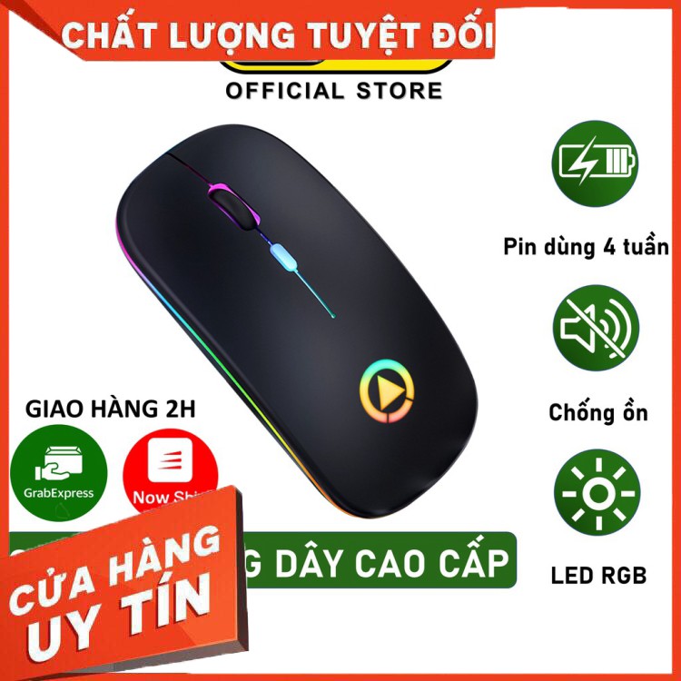 Chuột không dây Bluetooth sạc pin SIDOTECH M1S không tiếng ồn / LED RGB / Laptop macbook PC Tivi [TẶNG KÈM 2 PIN AA]