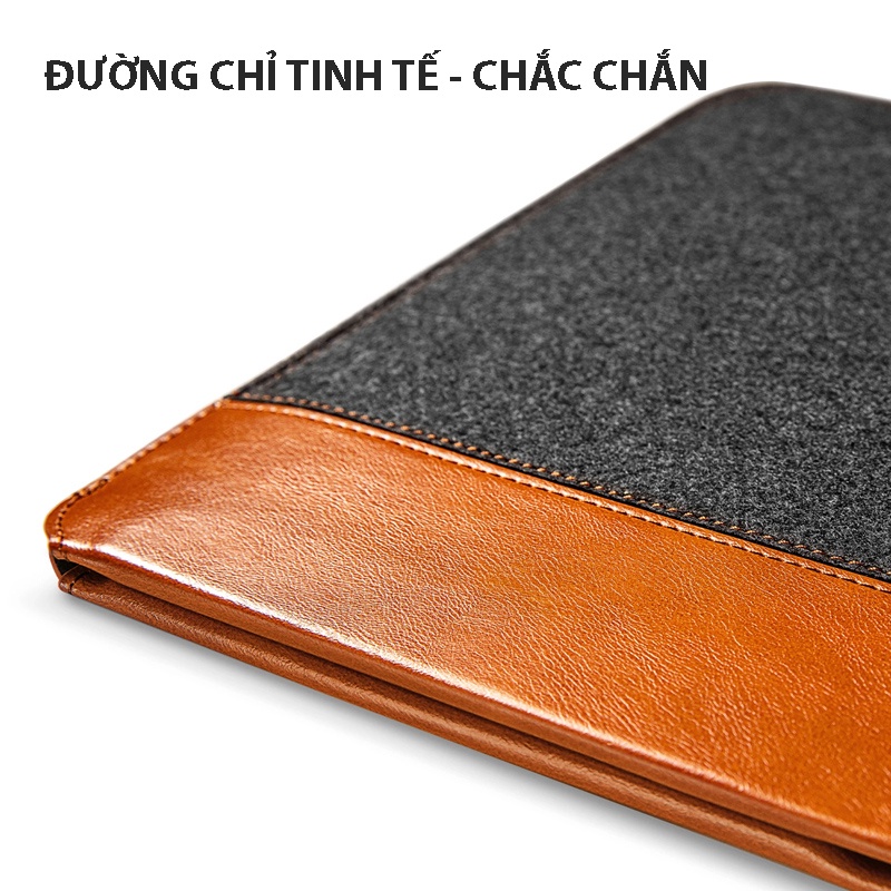 Túi chống sốc chính hãng TOMTOC (USA) Felt &amp; PU Leather - H16-E01 cho Macbook 15-16 inch/Dell XPS 15