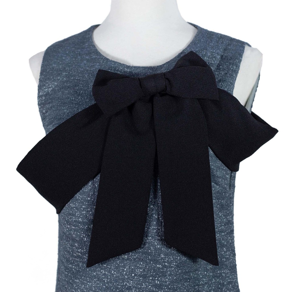 Textured Fabric Bow Cross Tie Dress HAVIAS đầm nữ có nơ bắt chéo vải Gấm trắng