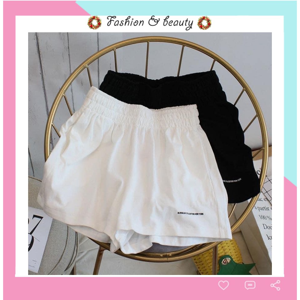 [Rẻ vô địch] Quần short nữ ống rộng cạp chun thêu chữ cao cấp Q054