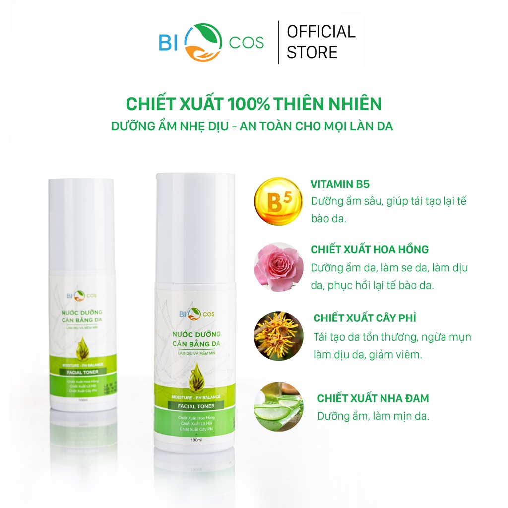 Nước Cân Bằng Da BIOCOS 100ml - Cân Bằng pH, Cấp Ẩm Cho Da