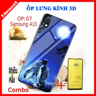 COMBO ốp lưng KÍNH 3D SAMSUNG A10 SANG TRỌNG, TRẺ TRUNG (TẶNG KÈM 1 kính cường lực full màn hình) Educase68