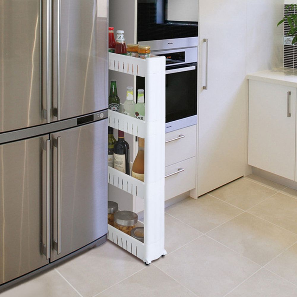 Kệ để đồ dùng nhà tắm/nhà bếp 3/4 tầng có bánh xe tiện dụng