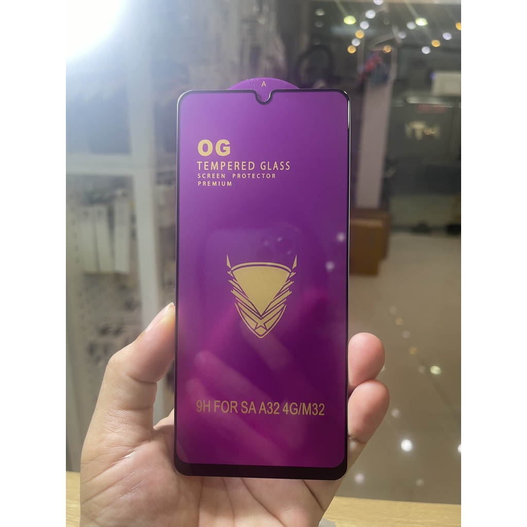 Kính cường lục OG chính hãng cho samsung A02 A12 A22 A32 A52 A72 A51 S20Fe M 4G 5G 3D độ cứng 9H dày 0.2mm full màn hình