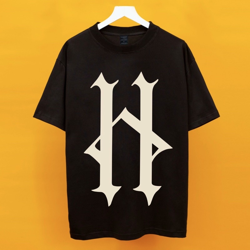 Áo thun tay lỡ in trước sao chữ H có 5 màu xanh/đen/nâu/kem/trắng/