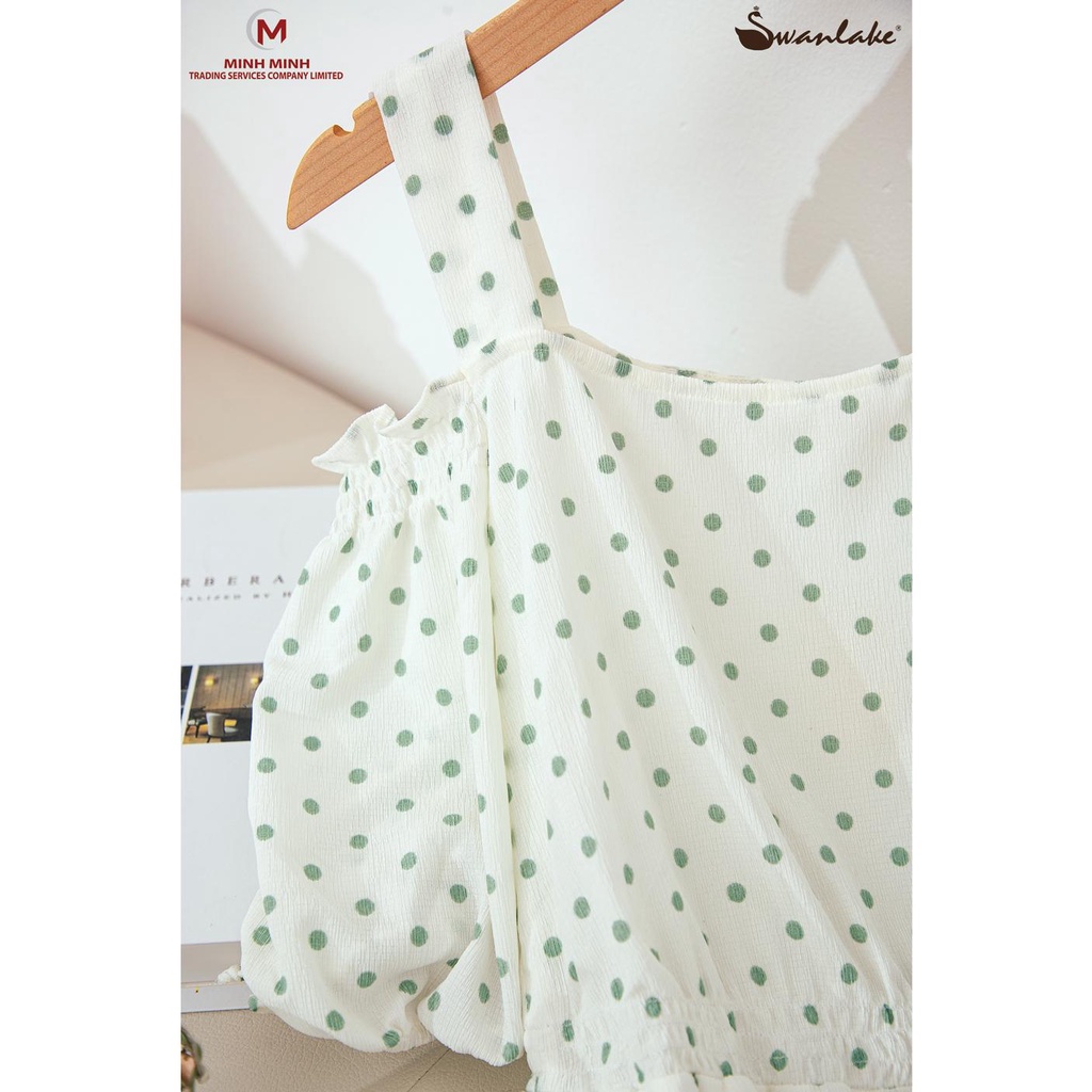 SWANLAKE | Đầm Maxi Xếp Tầng Trễ Vai Chấm Bi Tôn Dáng Thường Ngày, Đi Chơi - MÃ: D09592LW03