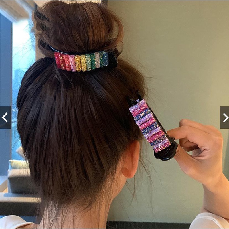 Kẹp Tóc Màu Sắc Cầu Vồng Lấp Lánh Phong Cách Hàn Quốc Cho Nữ - LIONKING