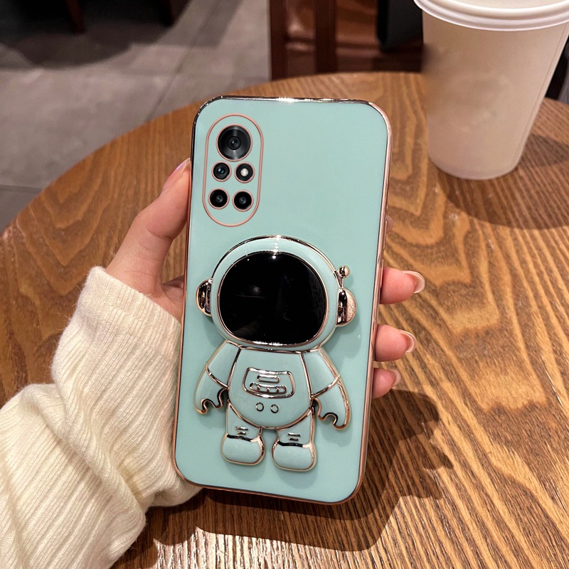 Ốp Điện Thoại Silicon Dẻo Mạ Màu Hình Phi Hành Gia Sang Trọng Cho Huawei P20 P30 Lite P40 P50 Pro Nova 3e 4e