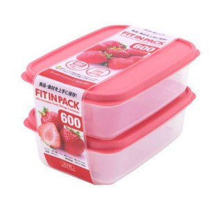 Set 2 hộp nhựa nắp dẻo 600ml