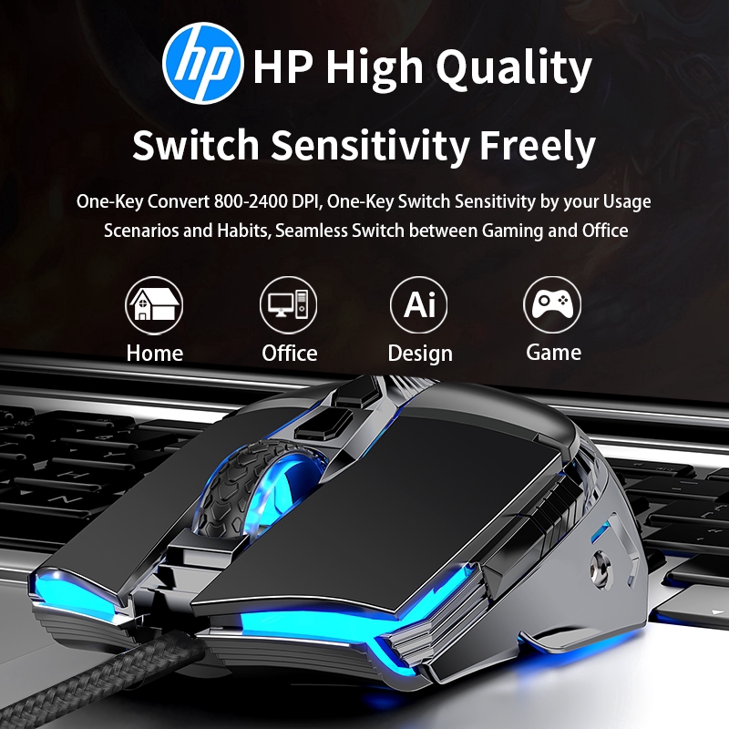 Chuột chơi game HP G160 có dây USB Macro 4 DPI cho máy tính