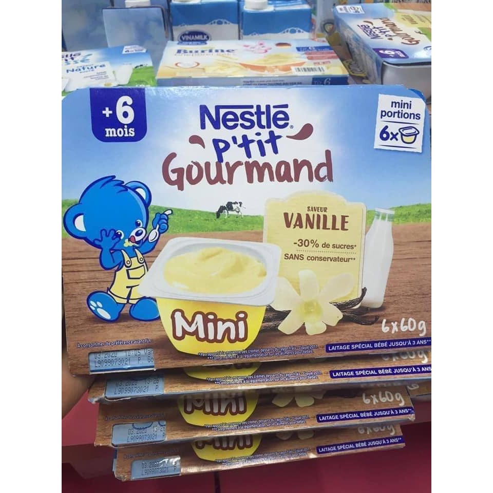 Váng Sữa Nguội Cho Bé Nestle Gourmand Vỉ 6 Hộp 60 Gr Vị Vani Thơm Ngon Nhiều Dinh Dưỡng Canxi Giúp Tăng Cân Cao Lớn