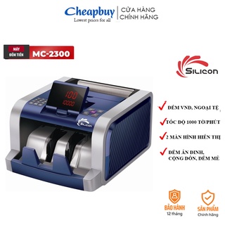 Máy đếm tiền cao cấp Silicon MC-2300 (1000 tờ/phút,2 màn hình,đếm cộng dồn, đếm mẻ.đếm cố định ) bảo hành 12 tháng