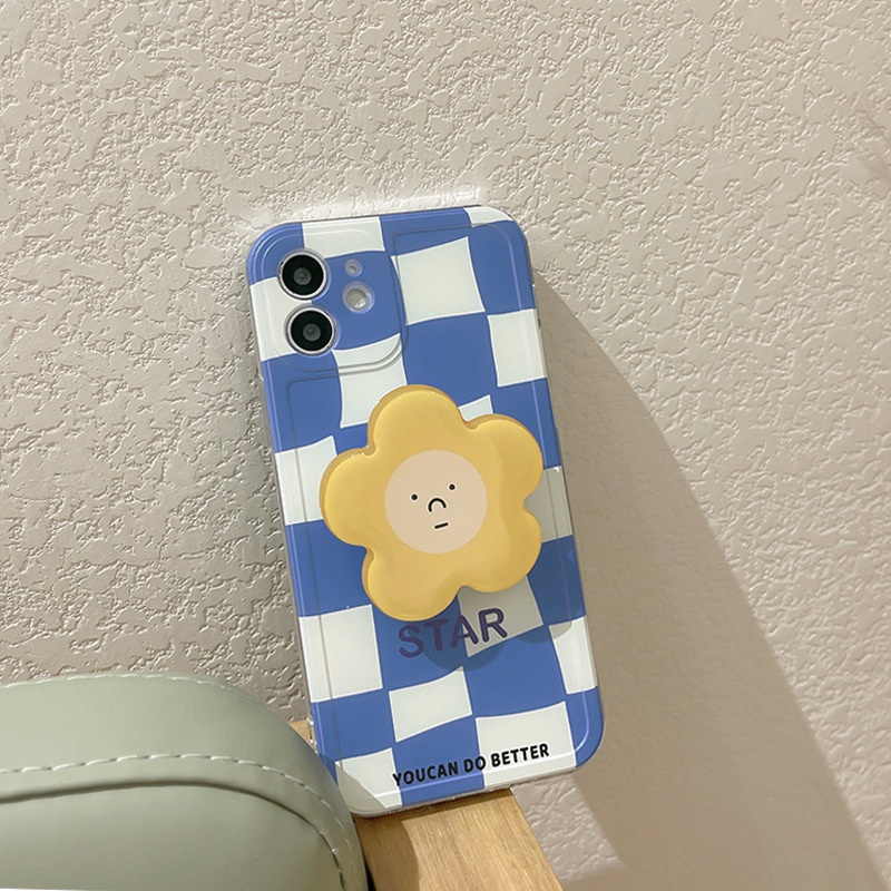 Ốp điện thoại mềm họa tiết caro có giá đỡ thích hợp cho iphone 7 8 plus xr xs 11 12 13 14 15 mini pro max